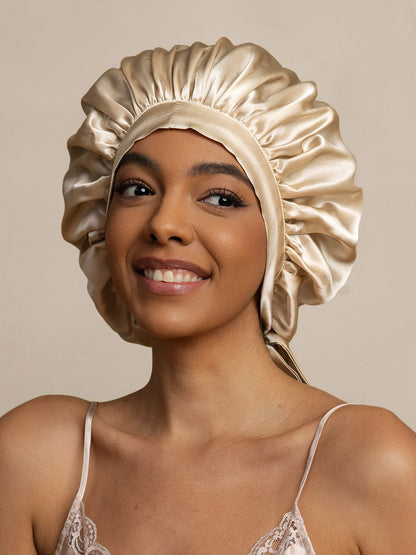 Damen Mulberry Seidenhaube mit langen Bändern