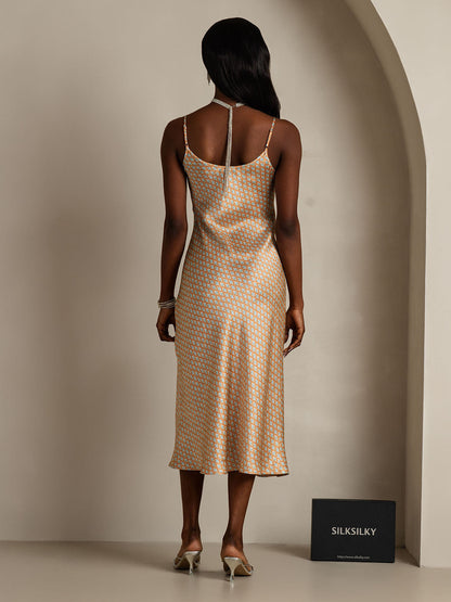 Langes Seiden-Nachthemd mit Spaghettiträgern