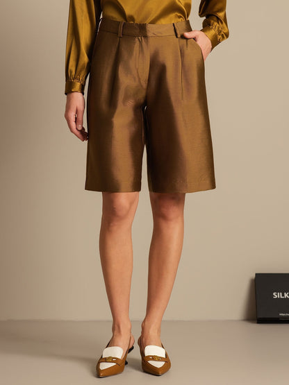 32Momme Seide-Wolle-Mischung Hohe Taille Gerade Passform Damen Mid-Länge Hose mit Seitentaschen Design