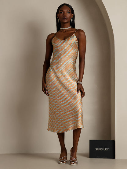 Langes Seiden-Nachthemd mit Spaghettiträgern