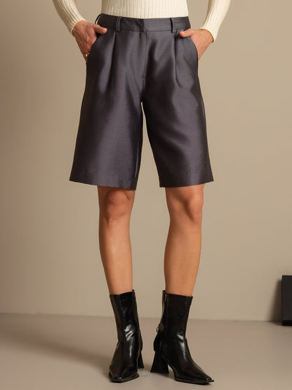 32Momme Seide-Wolle-Mischung Hohe Taille Gerade Passform Damen Mid-Länge Hose mit Seitentaschen Design