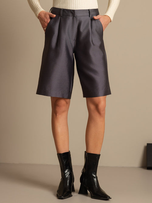 32Momme Seide-Wolle-Mischung Hohe Taille Gerade Passform Damen Mid-Länge Hose mit Seitentaschen Design