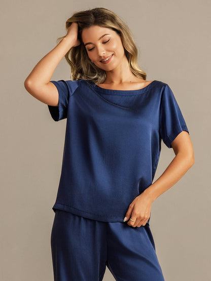 19 Momme Damen Waschbare Seide Kurzarm Pyjama Set