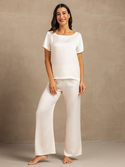 19 Momme Damen Waschbare Seide Kurzarm Pyjama Set