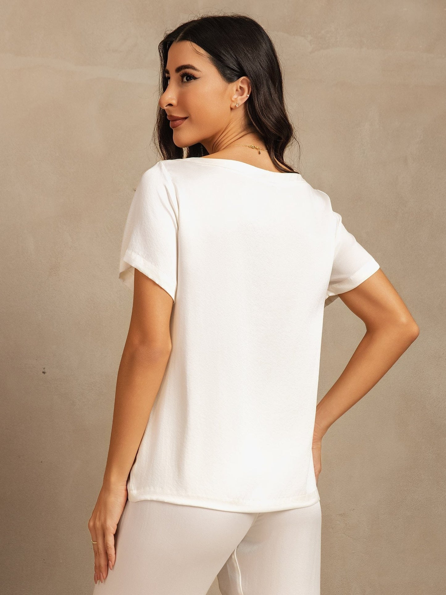 19 Momme Damen Waschbare Seide Kurzarm Pyjama Set