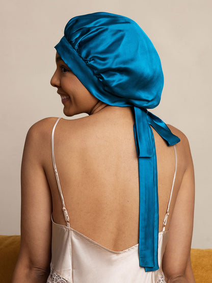 Damen Mulberry Seidenhaube mit langen Bändern