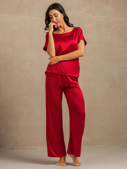 19 Momme Damen Waschbare Seide Kurzarm Pyjama Set