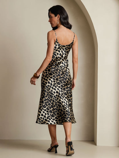 Langes Seiden-Nachthemd mit Spaghettiträgern