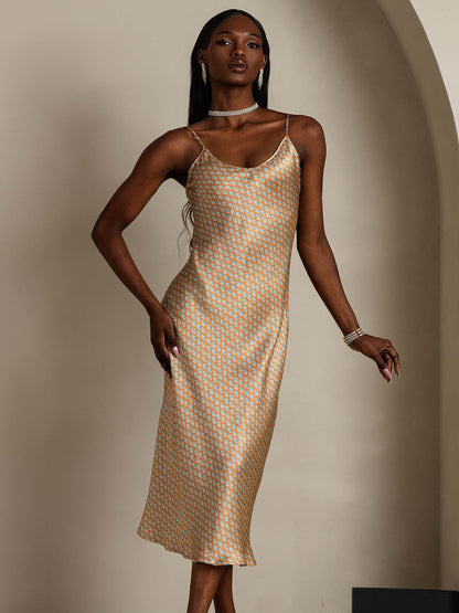 Langes Seiden-Nachthemd mit Spaghettiträgern