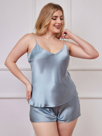 Set aus reinem Seide-Spaghettiträger-Übergröße-Camisole