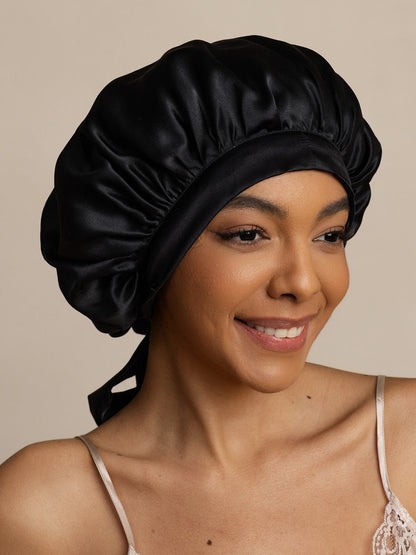 Damen Mulberry Seidenhaube mit langen Bändern