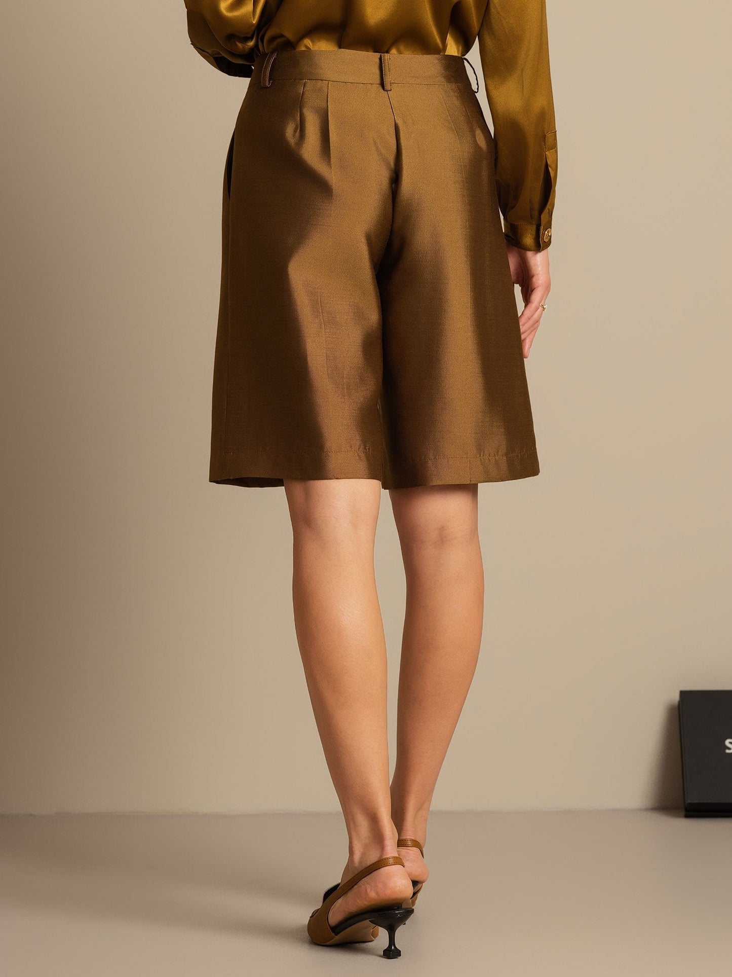 32Momme Seide-Wolle-Mischung Hohe Taille Gerade Passform Damen Mid-Länge Hose mit Seitentaschen Design