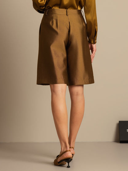 32Momme Seide-Wolle-Mischung Hohe Taille Gerade Passform Damen Mid-Länge Hose mit Seitentaschen Design