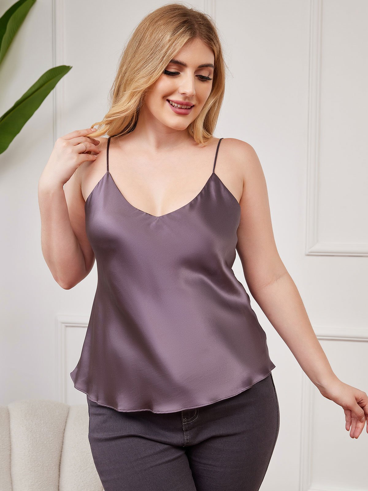 Reine Seide Spaghetti-Träger Plus-Size Camisole