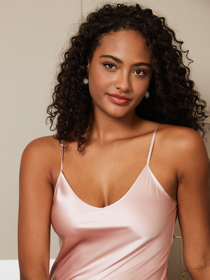 Langes Seiden-Nachthemd mit Spaghettiträgern