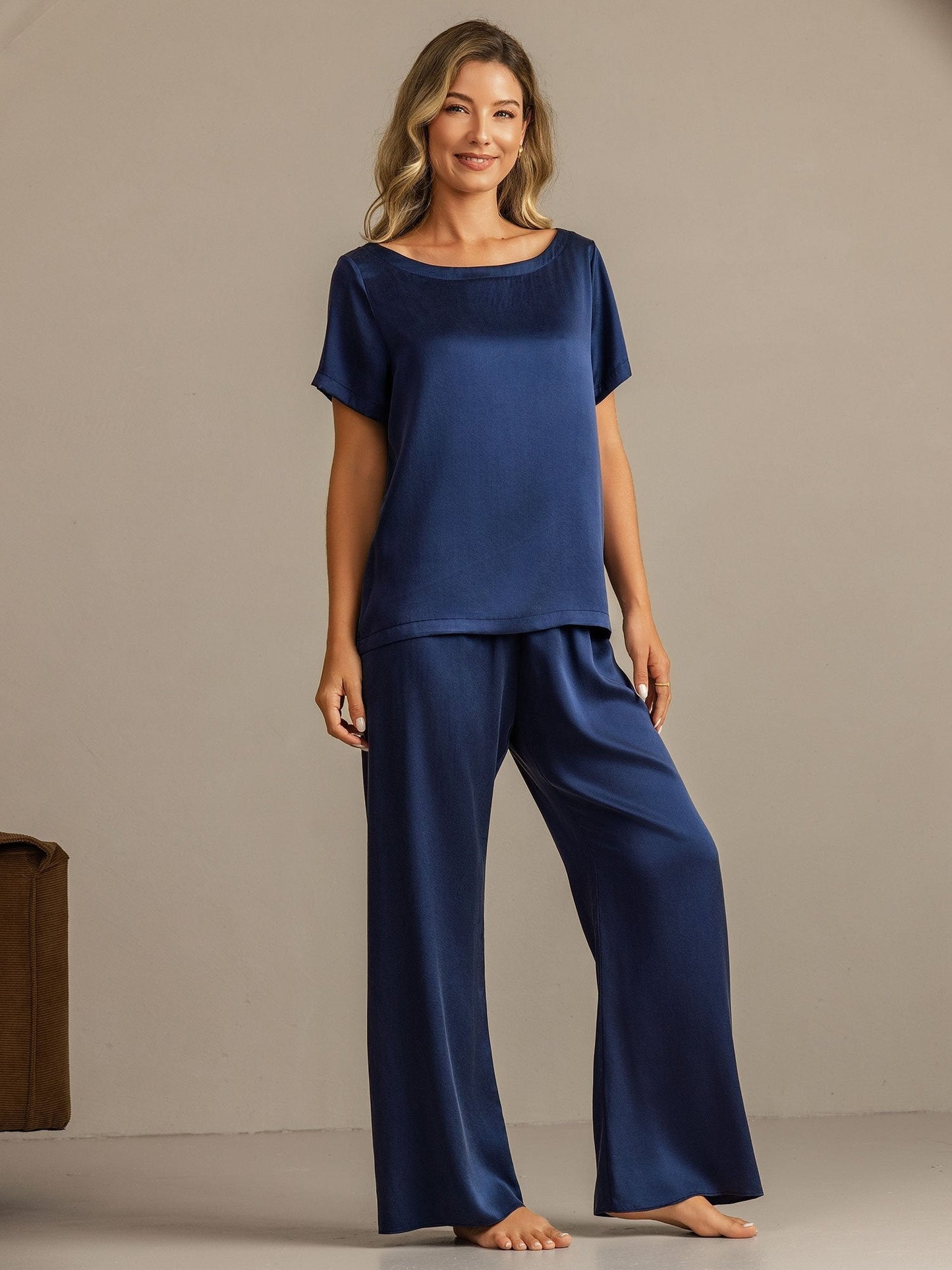 19 Momme Damen Waschbare Seide Kurzarm Pyjama Set