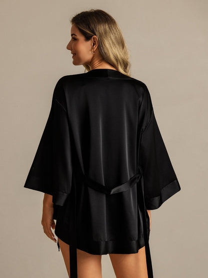 19Momme Seiden Damen Gürtel Mini Kimono Robe