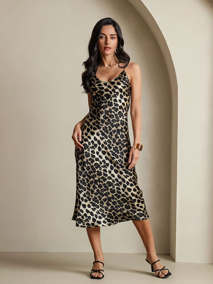 Langes Seiden-Nachthemd mit Spaghettiträgern