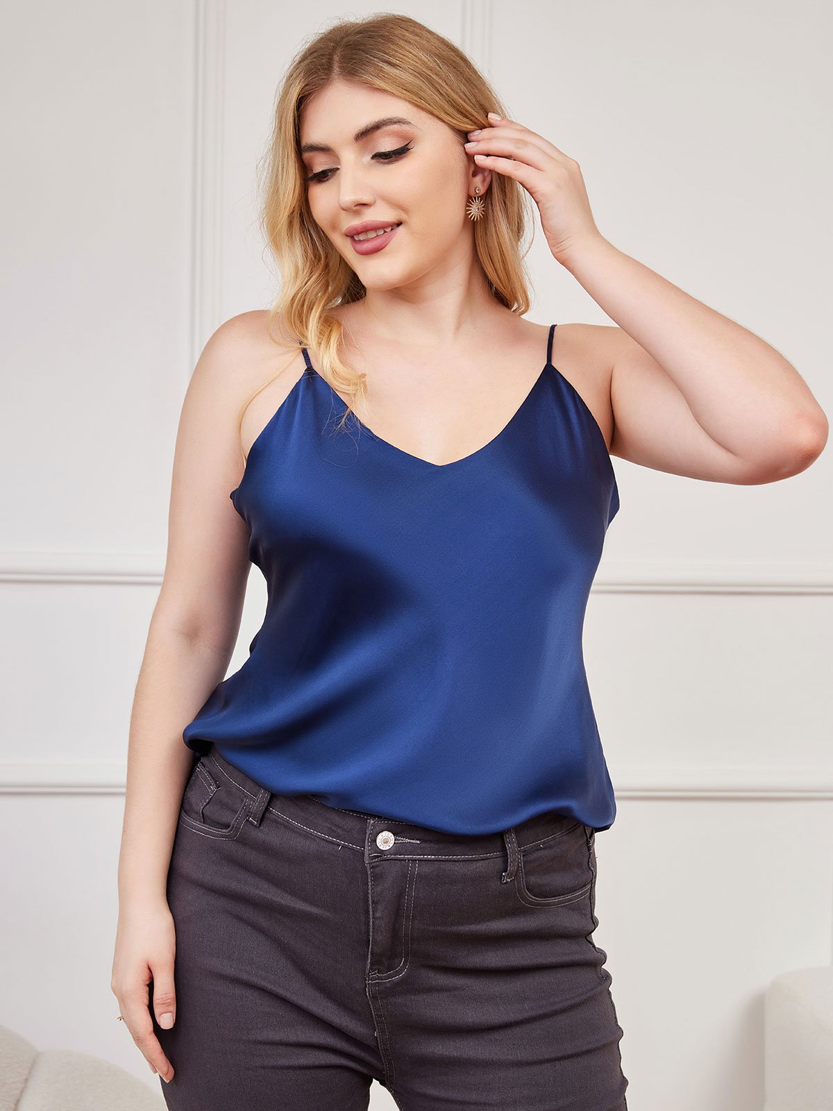 Damen Plus Size Seiden Spaghetti-Träger Camisole Top