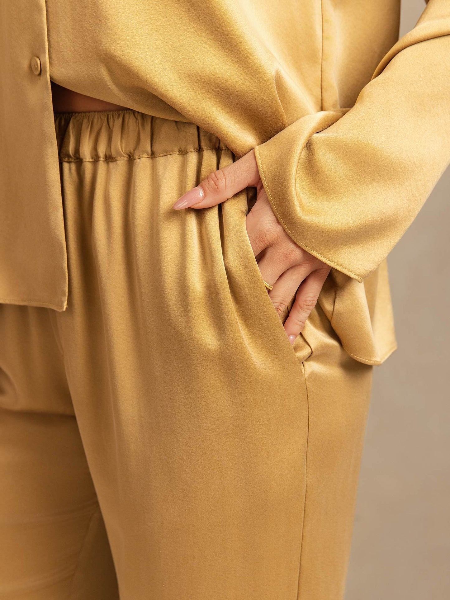 19Momme Waschbare Seide Langarm Notch Kragen Damen Schlafanzug Set