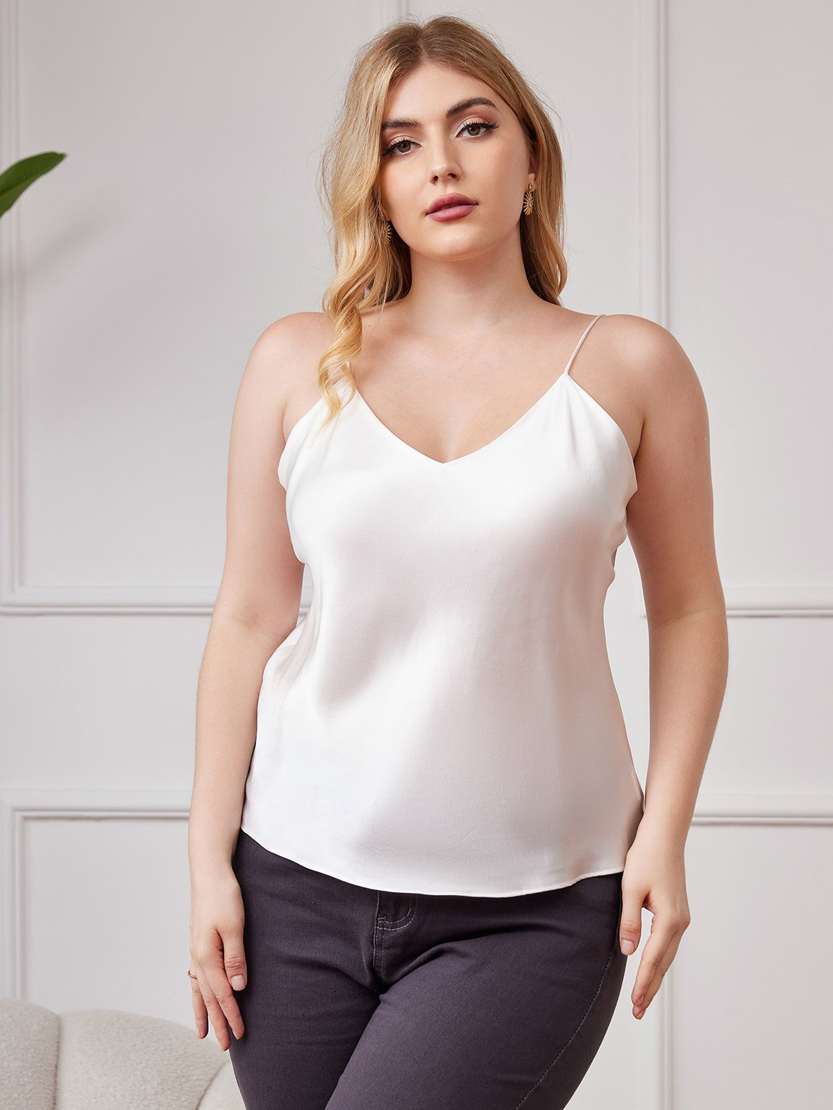 Damen Plus Size Seiden Spaghetti-Träger Camisole Top