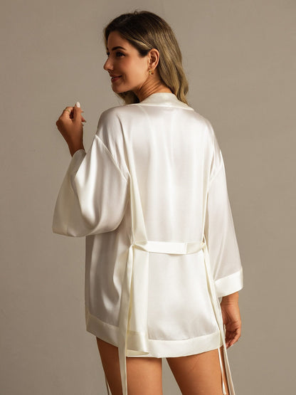 19Momme Seiden Damen Gürtel Mini Kimono Robe