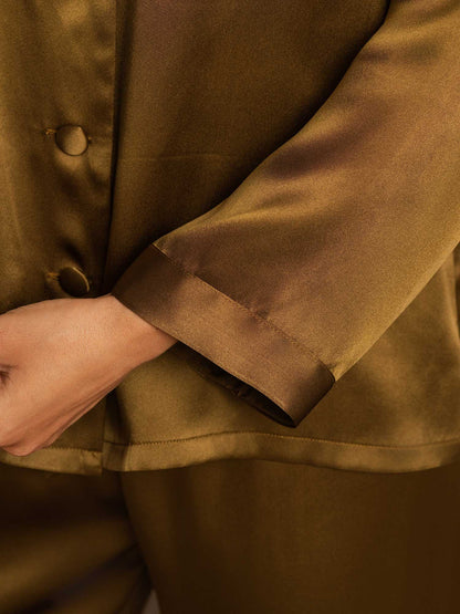 Reine Seide Knöpfe Damen Pyjamas