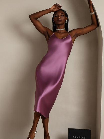 Langes Seiden-Nachthemd mit Spaghettiträgern