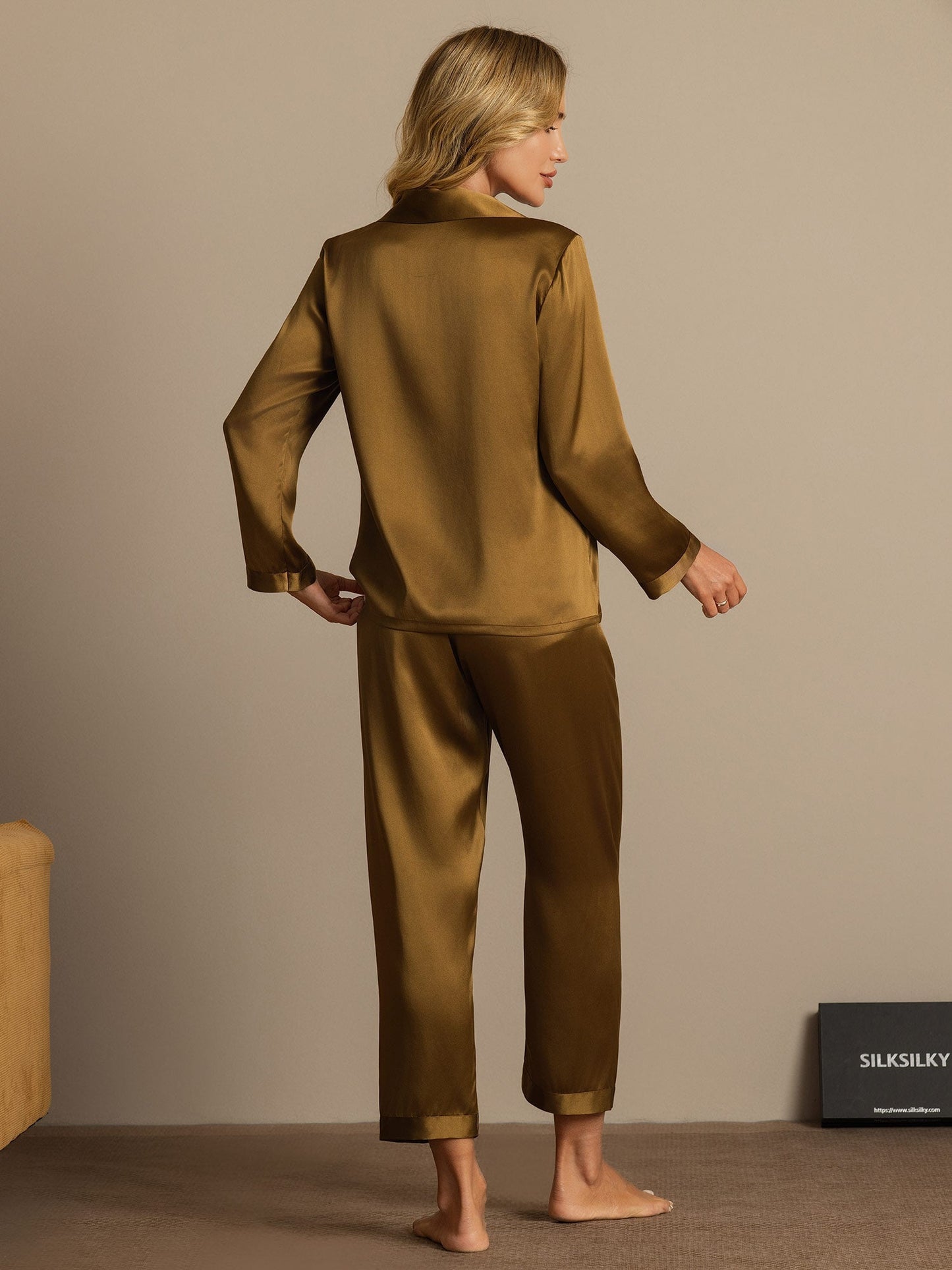 Damen 100% Maulbeerseide Pyjama-Set Mit Langen Ärmeln