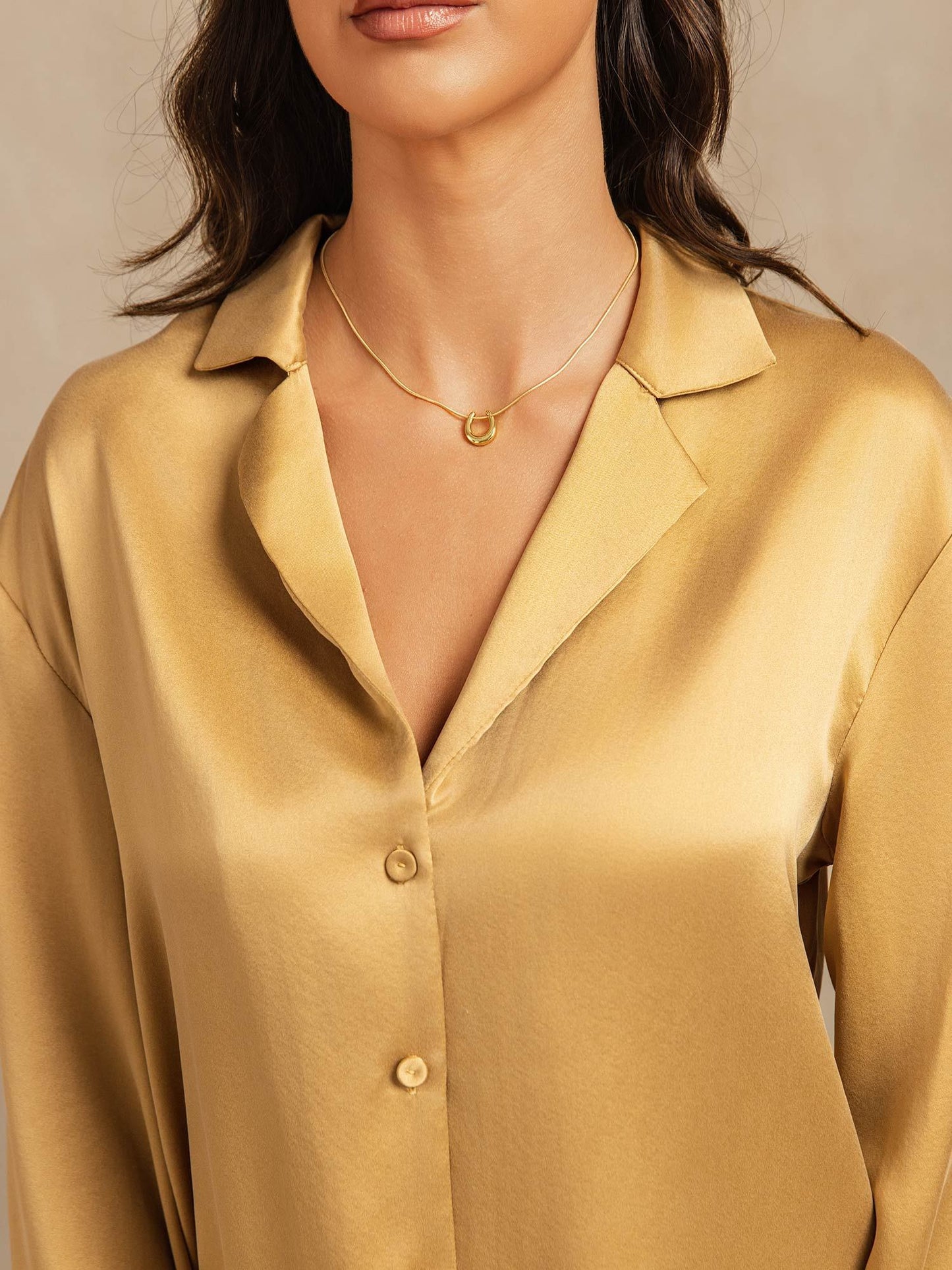 19Momme Waschbare Seide Langarm Notch Kragen Damen Schlafanzug Set