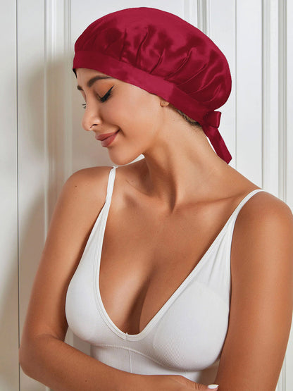 Klassische Seidenhaube mit Bändern