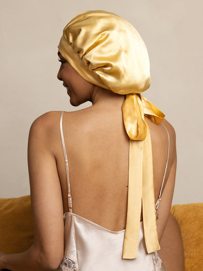 Damen Mulberry Seidenhaube mit langen Bändern