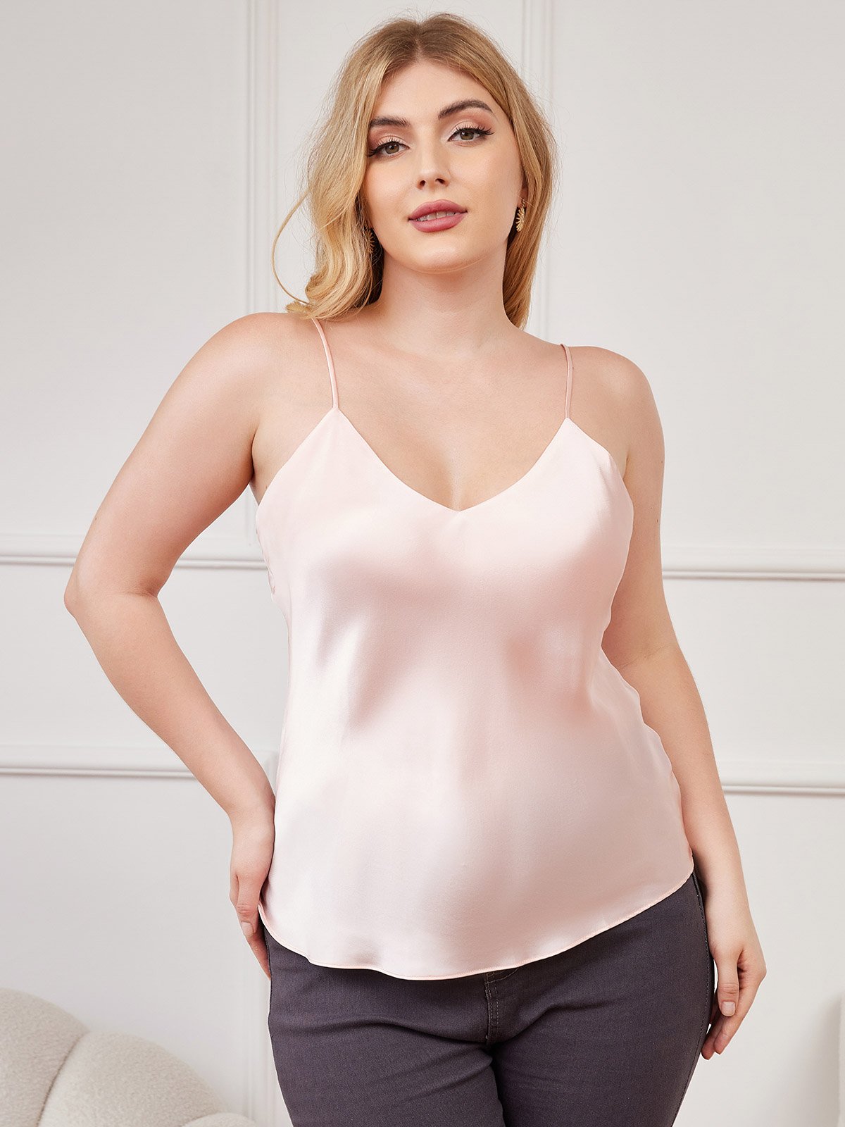 Damen Plus Size Seiden Spaghetti-Träger Camisole Top