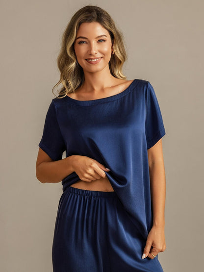 19 Momme Damen Waschbare Seide Kurzarm Pyjama Set