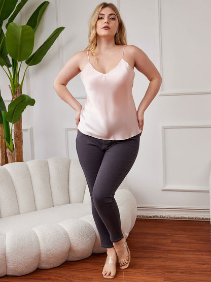 Damen Plus Size Seiden Spaghetti-Träger Camisole Top