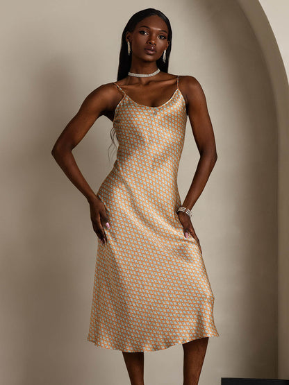 Langes Seiden-Nachthemd mit Spaghettiträgern