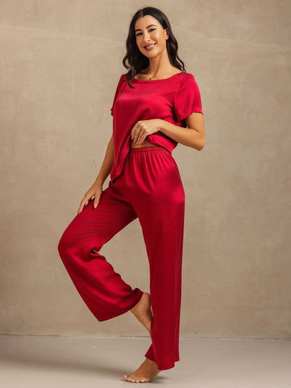 19 Momme Damen Waschbare Seide Kurzarm Pyjama Set