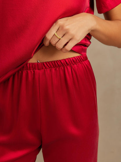 19 Momme Damen Waschbare Seide Kurzarm Pyjama Set