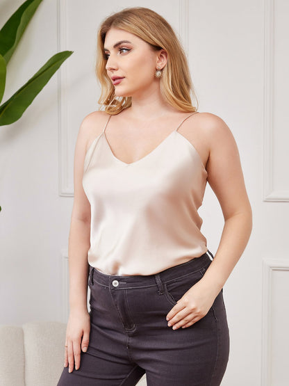 Damen Plus Size Seiden Spaghetti-Träger Camisole Top