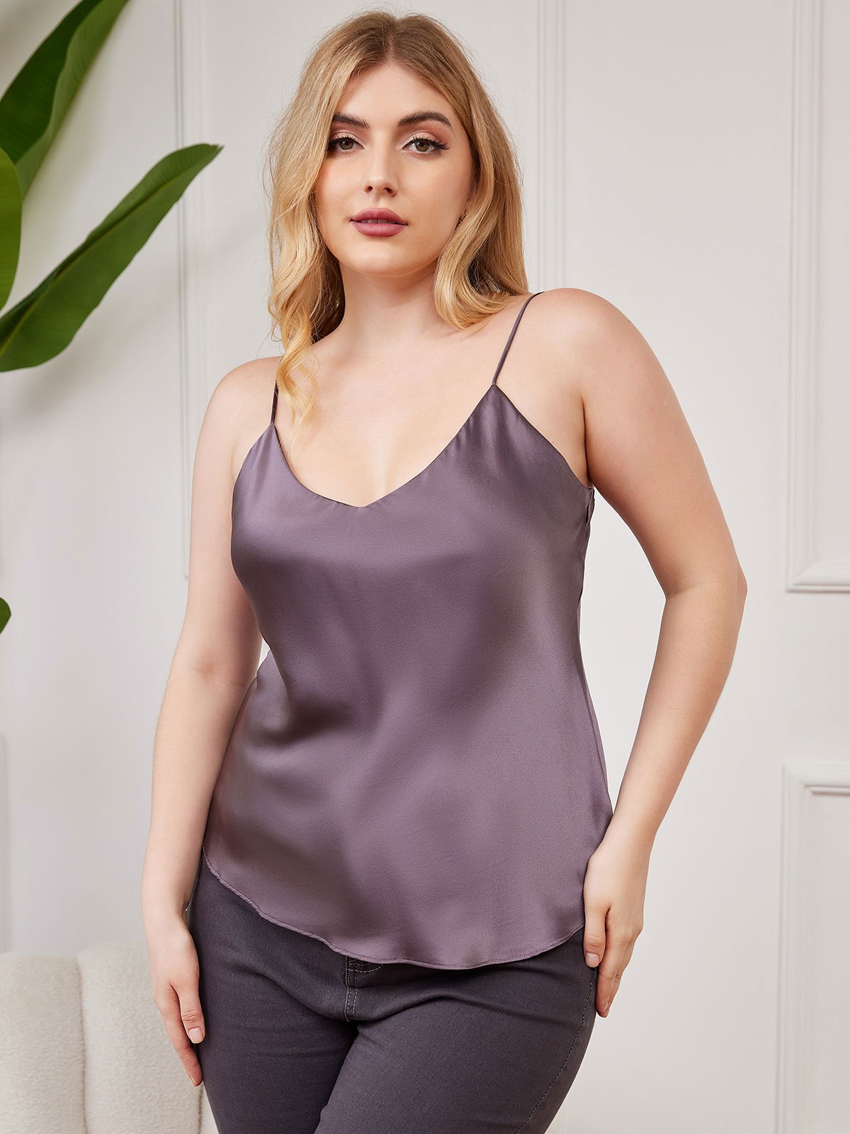 Reine Seide Spaghetti-Träger Plus-Size Camisole