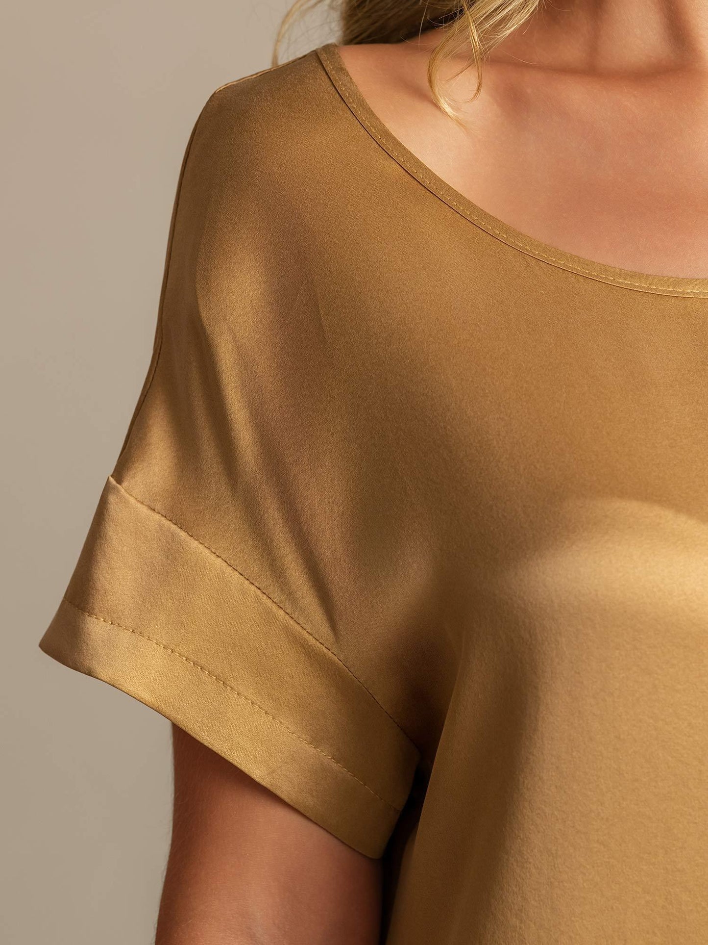 19 Momme Waschbare Seide Kurzarm Rundhalsausschnitt Kurzes Nachthemd