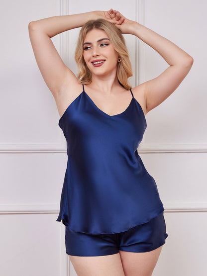 Set aus reinem Seide-Spaghettiträger-Übergröße-Camisole
