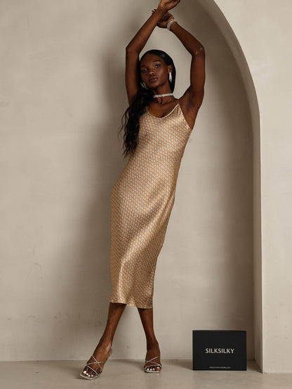 Langes Seiden-Nachthemd mit Spaghettiträgern